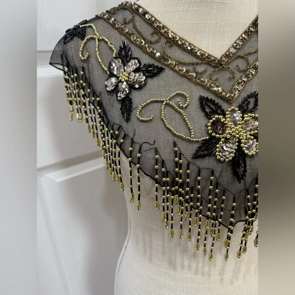 Vintage Beaded Mesh Capelet / Shawl Collar - Picture 2 of 15